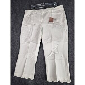 Modern Stretch The Allie White Scalloped Hem Cropped Pants Women Sz‎ 18 Workwear